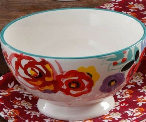 Pioneer Woman Stoneware Flea Market Floral 6" Footed Soup Bowl Multicolor TWO | eBay