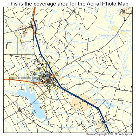 Aerial Photography Map of Ennis, TX Texas