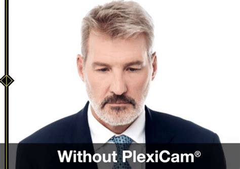 a man in a suit and tie with the words without plexcam