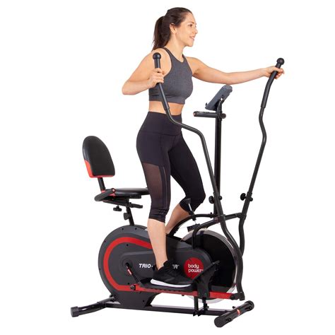 Body Power 3-in-1 Exercise Machine, Trio Trainer, Elliptical and Upright/Recumbent Bike BRT5118 ...