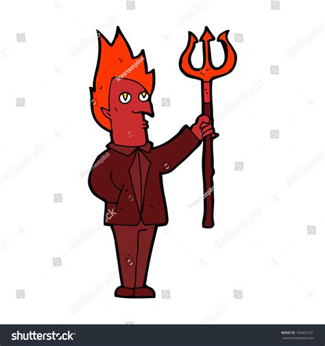 Cartoon Devil Pitchfork Stock Vector (Royalty Free) 166002161