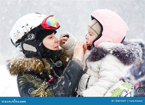 Family Fun Activity Ski Resort Winter Outfit Stock Image - Image of hand, child: 132813441