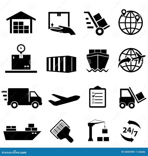 Shipping and Logistics Icons Stock Vector - Illustration of globe ...