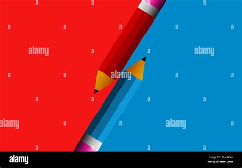 Red and blue pencil with eraser Stock Photo - Alamy