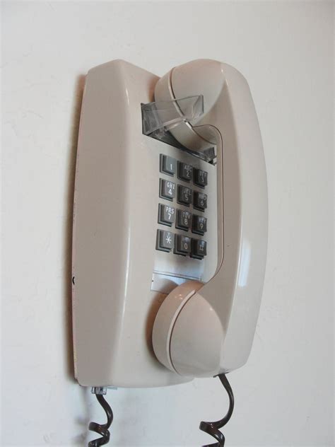 Vintage Wall Phone Push Button Retro Beige