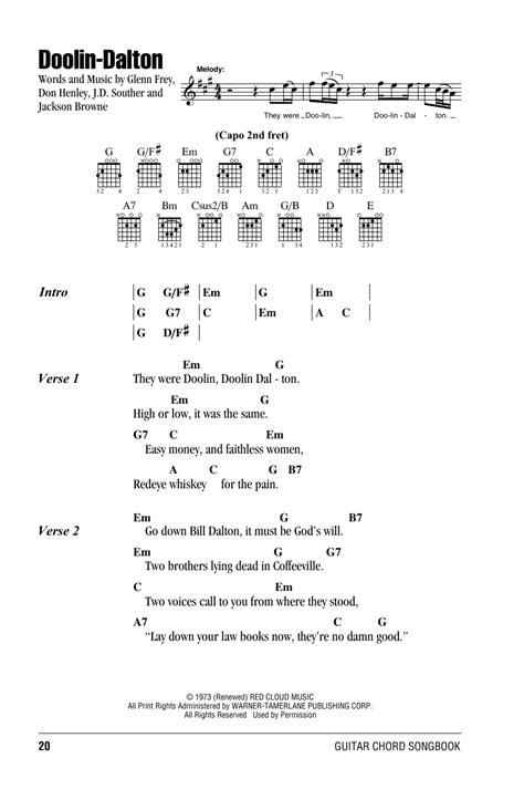 Doolin-Dalton by Eagles - Guitar Chords/Lyrics - Guitar Instructor