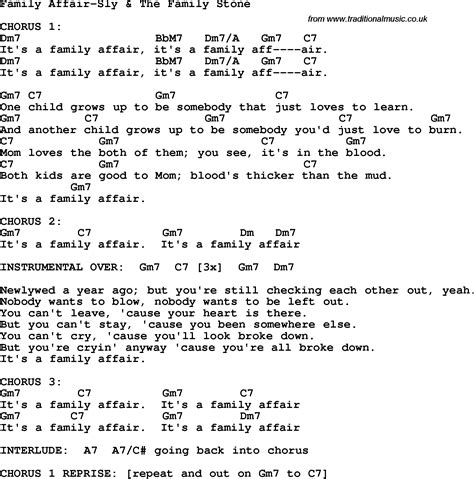 Protest song: Family Affair-Sly & The Family Stone lyrics and chords"