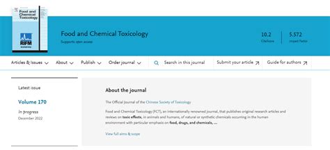 医学SCI荐刊：Food and Chemical Toxicology-佩普学术