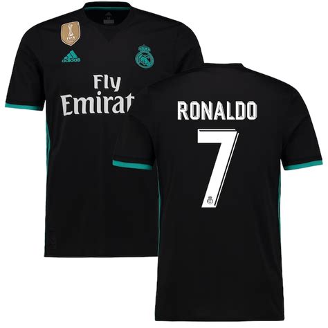 Ronaldo Real Madrid adidas 2017/18 Away Replica Patch Jersey - Black ...