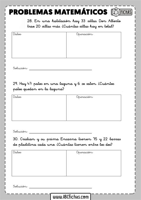 Problemas de matematicas para imprimir - ABC Fichas