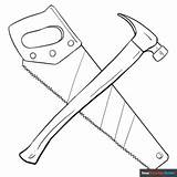 Hammer And Saw Coloring Page  Easy Drawing Guides sketch template