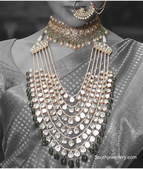 Polki diamond choker and layered polki haram - Indian Jewellery Designs