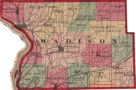 Madison County, Illinois 1870 Map