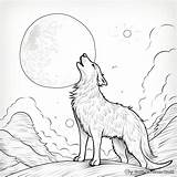 Wolf Howling At The Moon Coloring Pages  Free & Printable sketch template