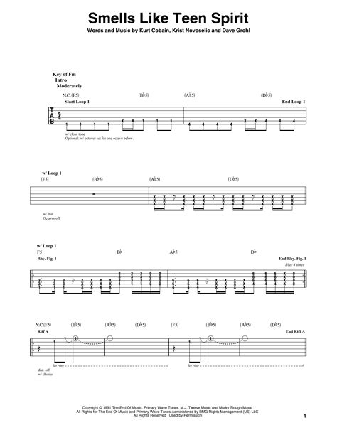 Smells Like Teen Spirit by Nirvana - Guitar Lead Sheet - Guitar Instructor