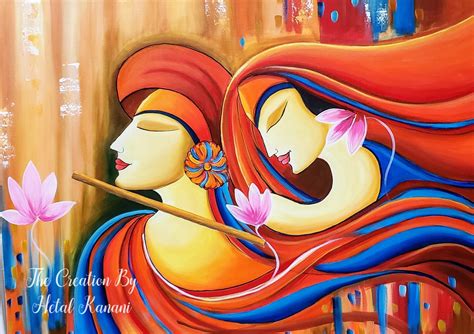 Radha krishna modern art contemporary art abstract acrylic painting ...