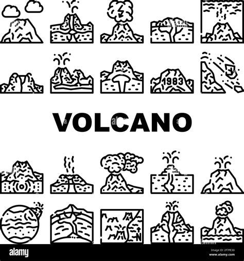 Volcano Lava Eruption Collection Icons Set Vector Stock Vector Image & Art - Alamy