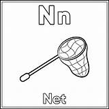 Alphabet Flashcard Letter N With Cute net Drawing Sketch For coloring  sketch template
