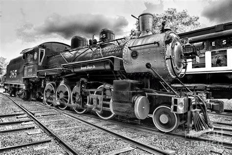 Train - Steam Engine Locomotive 385 In Black And White Photograph by Paul Ward