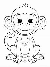 Monkey coloring Picture For Children  Premium AI Generated Image sketch template