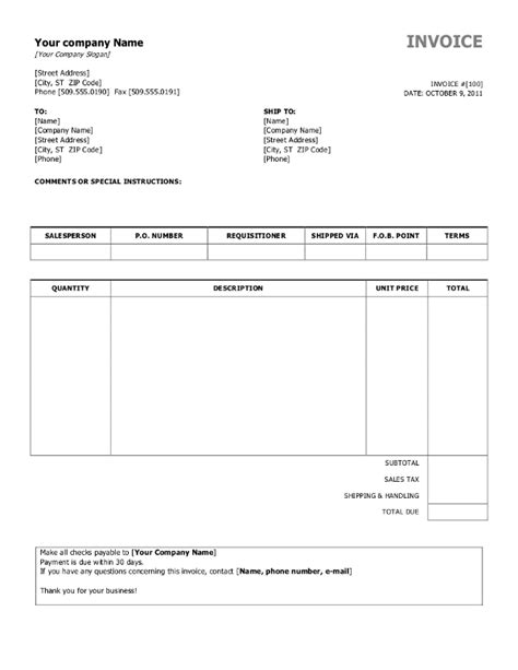 Free Word Invoice Template Sample #1 Download | InvoiceBerry