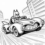Dynamic Batman In Batmobile coloring Page For Kids sketch template