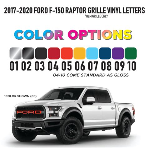 2017-2020 Ford F-150 Raptor Grille Letters, Raptor Graphics, Multiple ...