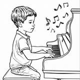Enthusiastic Child Playing piano Coloring Page Lulu Pages sketch template