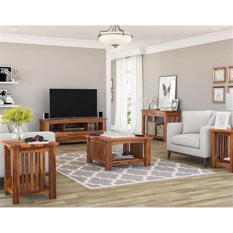 Jeddito Mission Rustic Solid Wood 5 Piece Living Room Set