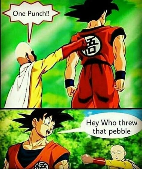 Who threw that pebble? Goku Saitama Dbz One Punch Man | Dragon ball super funny, Dbz funny ...