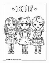 Fashion Girls Three Bff coloring Page  Coloring Pages sketch template