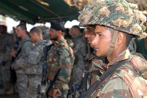 Indian army soldiers from the 7th mechanized infantry regiment, and U.S ...