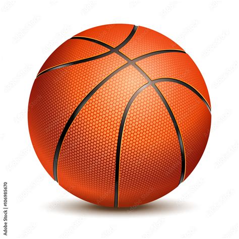 Orange Basketball Ball with Pimples and Shadow. Realistic Vector Illustration. Isolated on White ...