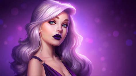 1920x1080px, 1080P free download | Fantasy Girl With Purple Dress And Dark Purple Lipstick ...