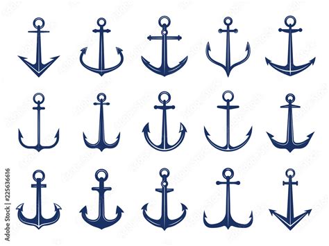 Marine anchor icons. Designs of navy symbols anchors ship or boat ...