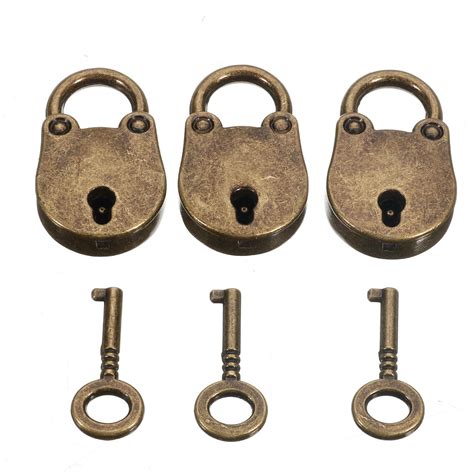 3pcs old vintage antique style mini padlock lock with keys Sale - Banggood.com