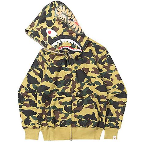 Bape 1ST OG Full Camo Shark Full Zip up Hoodie Yellow Camo