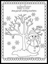 Winter Coloring Page  Draw Yourself Catching Snowflakes FREE sketch template