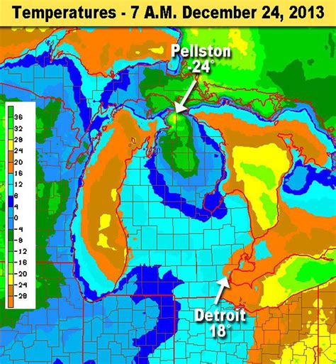 Temperatures plunged to -24 this morning in Michigan; See Michigan's amazing temperature spread ...