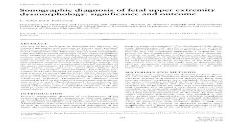 Sonographic diagnosis of fetal upper extremity dysmorphology: significance and outcome - [PDF ...