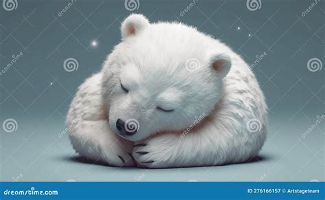 White Baby Bear Sleeping on Half Moon Childrens Story. Al Generated ...