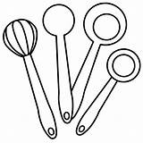 Measuring spoons coloring Page outline Book Line Art  sketch template