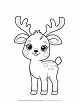 Cute Reindeer Coloring Page For Kids  Christmas Activity Printable sketch template