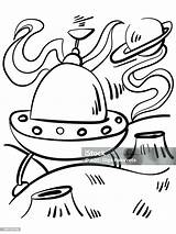 Ufo Coloring Page With A Spaceship On The Craters For Kids Creativity  sketch template