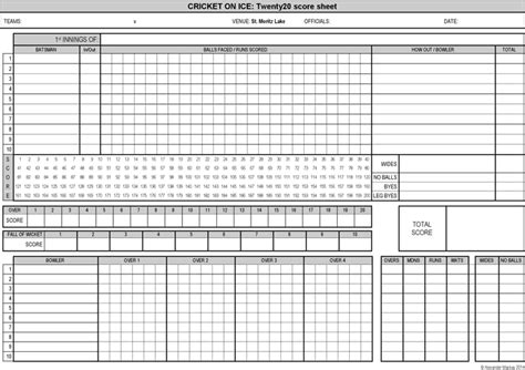 4+ Cricket Score Sheets Excel - Word Excel Fomats