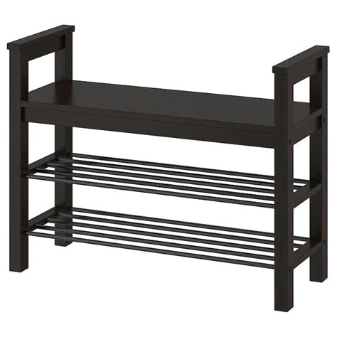 IKEA HEMNES Black-Brown Bench with shoe storage | Bench with shoe ...