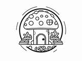 Kid Friendly Mushroom House Coloring  Page sketch template