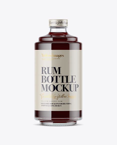 Glass Bottle W/ Black Rum Mockup - Free Download Images High Quality PNG, JPG