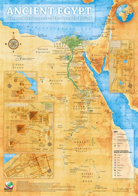 Ancient Egypt Map - Illustrative overview map highlighting the main sites and settlements of the ...