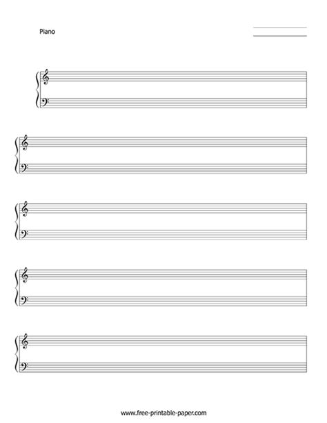 Free Printable Piano Staff Paper - FREE PRINTABLE TEMPLATES